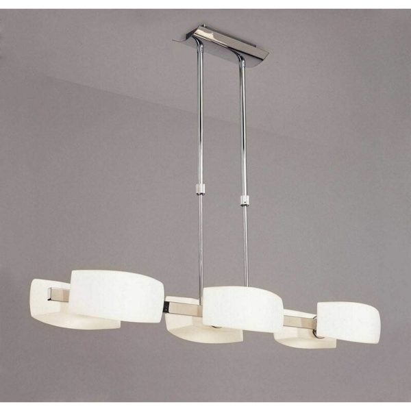 09diyas - Lupa telescopic suspension Bar 6 G9 bulbs, polished chrome/frosted white glass