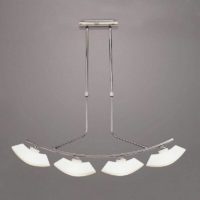 09diyas - Lupa telescopic suspension Curved Bar 4 G9 bulbs, polished chrome/frosted white glass