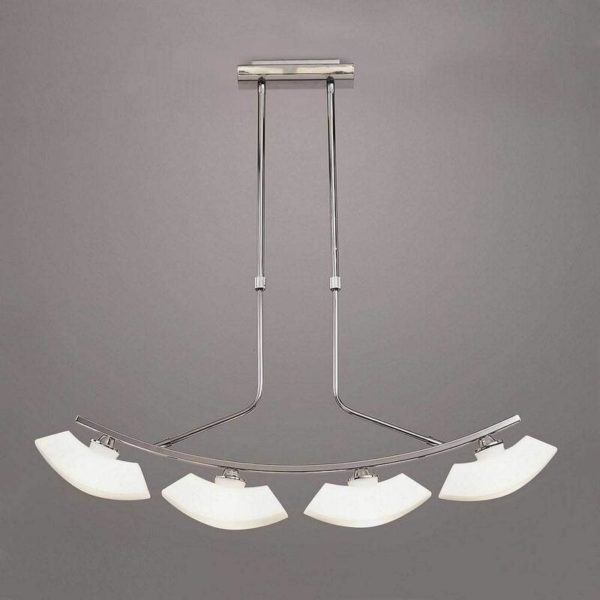 09diyas - Lupa telescopic suspension Curved Bar 4 G9 bulbs, polished chrome/frosted white glass