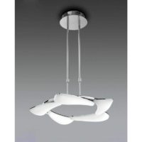 09diyas - Mistral telescopic pendant light 30W led round 3000K, 2700lm, polished chrome/frosted acrylic