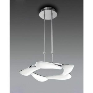 09diyas - Mistral telescopic pendant light 30W led round 3000K, 2700lm, polished chrome/frosted acrylic