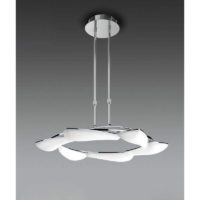 09diyas - Mistral telescopic pendant light 36W led round 3000K, 3240lm, polished chrome/frosted acrylic