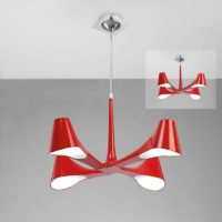 09diyas - Ora Convertible Telescopic Semi-Ceiling Light 4 Bulbs E27, shiny red / white arylic / polished chrome