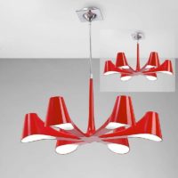 09diyas - Ora Convertible Telescopic Semi-Ceiling Light 6 Bulbs E27, shiny red / white arylic / polished chrome