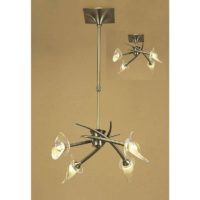 09diyas - Suspension Flavia Convertible Semi Telescopic Round Ceiling 4 Bulbs G9, antique brass