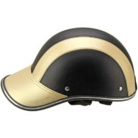 1 Motorcycle Helmet Electric Vehicle Harley Half Helmet Summer Helmet Baseball Helmet Men and Women Light and SAFE-Black Gold