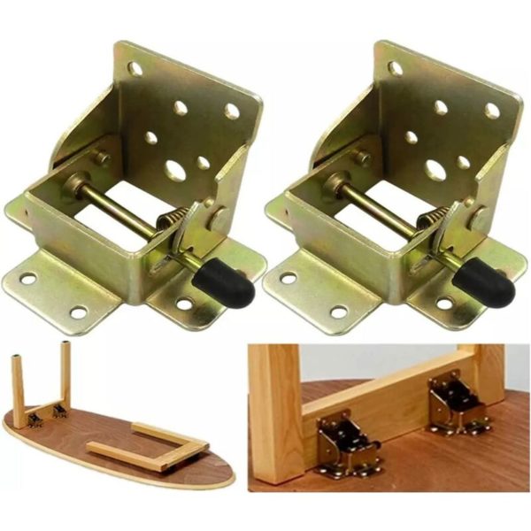 1 Pair)90 Degree Self-Locking Folding Table Leg Extension Foldable Telescopic Hidden Shelf Bracket for Desk Bed Hinges