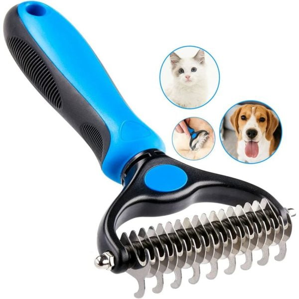 1 Piece Professional Dog Grooming Comb and Long Hair Dog Brush, Dog Cat Grooming Rake for Removing Pet's Undercoat (Large Blue)