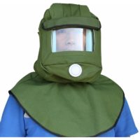 1 Piece Sandblasting Abrasive Hood Windproof Helmet Mask Sandblaster Dustproof Mask Face Protection Mask Green