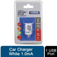 1 Port usb Car Charger White 1.0mA - Status