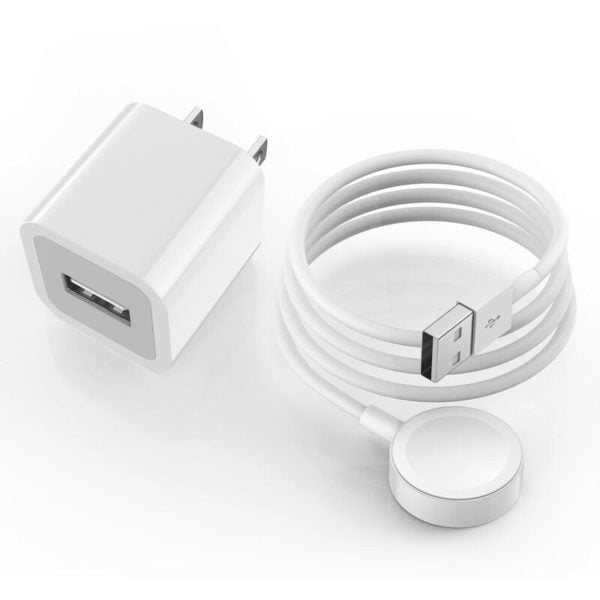 1 Set,A-P Watch Charger Magnetic Charging Cable with USB Wall Charger Plug Adapter(white,1m)