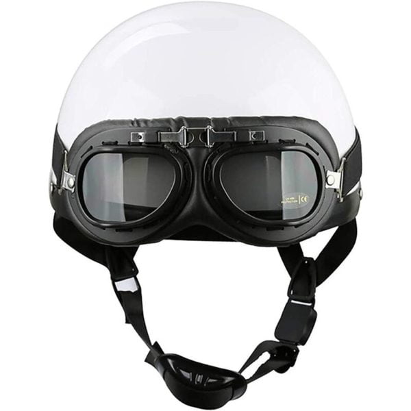 1 motorcycle helmet, winter helmet, with a retro-style retro-style ultraviolet mirror - white xl