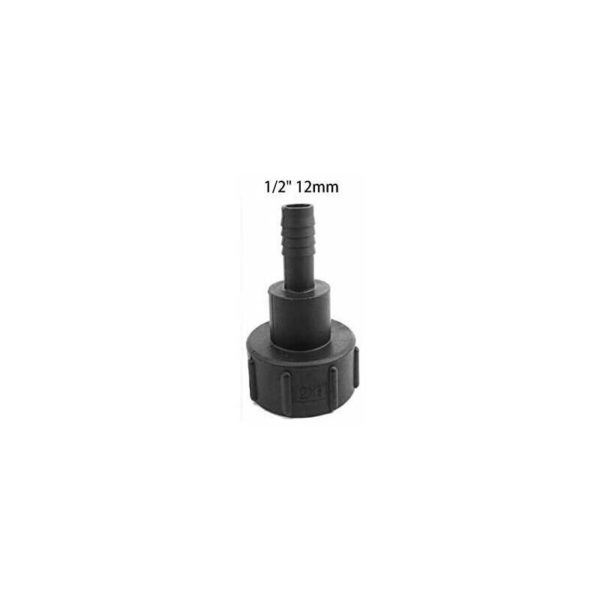 1 pcs Garden Hose Adapter Fitting (DN60) 1000L ibc Water Tank 60mm Thread / S60x6 Fitting for 12mm, 25mm,38mm,50mm Connecting Hose, Black (12MM)