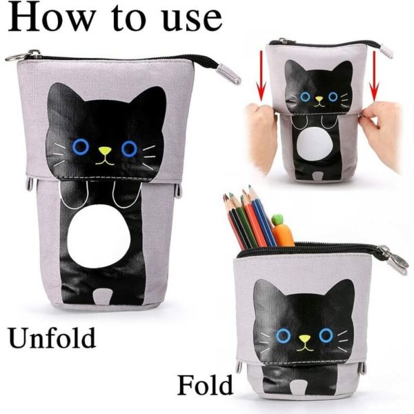 1 pcs Telescopic Pencil Case Standing Pen Holder Cute Pencil Bags Stand Up Pen Case Cartoon Pencil/Pens Storage Box Stationery Organizer Cosmetic Bag