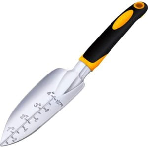 1 piece of stainless steel garden trowel for planting, transplanting, weeding and moving - narrow shovel black and yellow handle