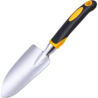 1 piece of stainless steel garden trowel for planting, transplanting, weeding and moving - wide shovel with black and yellow handle