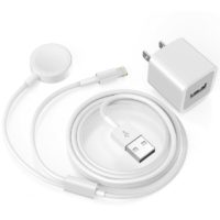 1 set,2-in-1 Wireless A-p Watch Magnetic Charger Cable & 5W Wall Charger Plug Adapter,(White,1M)