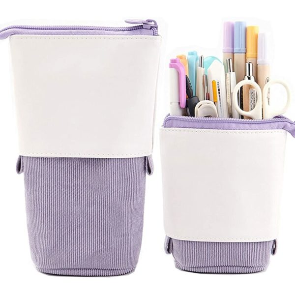 1 x Telescopic Pencil Pen Holder Stationery Case, PU Corduroy Retractable Transformer Bag Organizer, for Christmas Holiday Gift Makeup Bag Makeup Bag