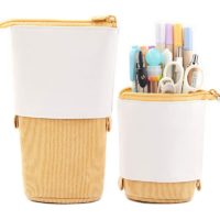 1 x Telescopic Pencil Pen Holder Stationery Case, pu Corduroy Retractable Transformer Bag Organizer, for Christmas Holiday Gift Makeup Bag Makeup Bag