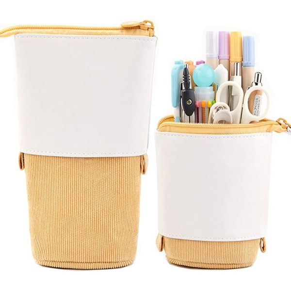 1 x Telescopic Pencil Pen Holder Stationery Case, pu Corduroy Retractable Transformer Bag Organizer, for Christmas Holiday Gift Makeup Bag Makeup Bag