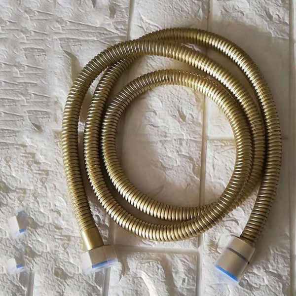 1.5 m gold-colored flexible stainless steel shower hose with anti-kink protection