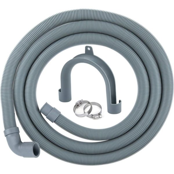 1.5m Drain Hose for Washing Machines and Dishwashers, Including Bracket and Hose Clamps, Elbow