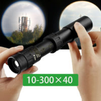 10-300x40mm Portable Mini Monocular Telescope Extendable Zoom Waterproof BAK4 Prism Camping Equipment Phone