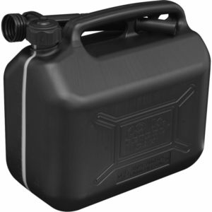 10 Litre Plastic Fuel Can - Safety Screw Lock Cap - Flexible Spout - Black