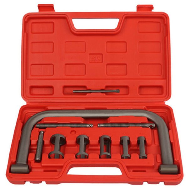 10 PCS Valve Spring Compressor C Clamp Kit Free Disassemble Valve Spring Assembly Removal Tool with Collet Pusher Adapters