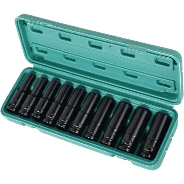 10 PCs Part Effective Deep -Sorget Durve Metric with 8 to 19 mm tools made of heavy tire tire (kit model of 10 room Kit b) Spitz