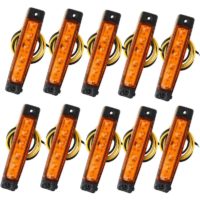 10 Pack 12V 6 smd led Side Marker Lights - Front & Rear Marker Lights for Trailer Truck rv Motorhome Bus Boat Tractor - Amber Orange