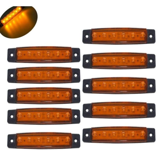 10 Pack 6 led 3.75 Trailer Turn Signal Lights for Trucks, Amber Marker Lights, Truck Cab Rear Marker Lights (Amber)