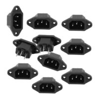 10 Pack AC 250V 10A IEC-320 C14 Male 3 Pin Chassis Panel Mount Power Socket Power Connector Socket