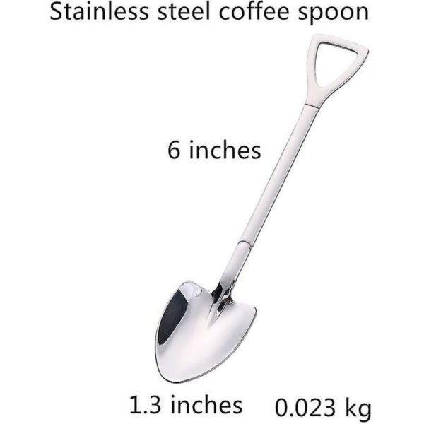 10 Pack Dessert Spoon 6 Inch Shovel Shape Stainless Steel Spoons Ice Cream Fruit Spoon For Home Kitchen