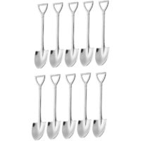 10 Pack Dessert Spoons 6 Inch Shovel Shaped Stainless Steel Spoons Ice Cream Fruit Spoon for Home Kitchen or Restaurant