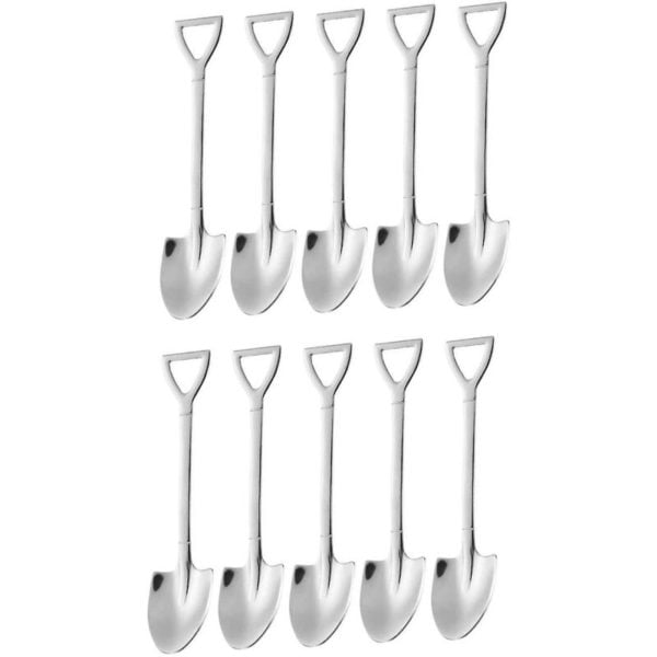 10 Pack Dessert Spoons 6 Inch Shovel Shaped Stainless Steel Spoons Ice Cream Fruit Spoon for Home Kitchen or Restaurant