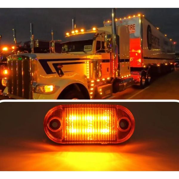 10 Pcs 6 Leds Truck Trailer Front Rear Led Side Marker Light (Yellow)