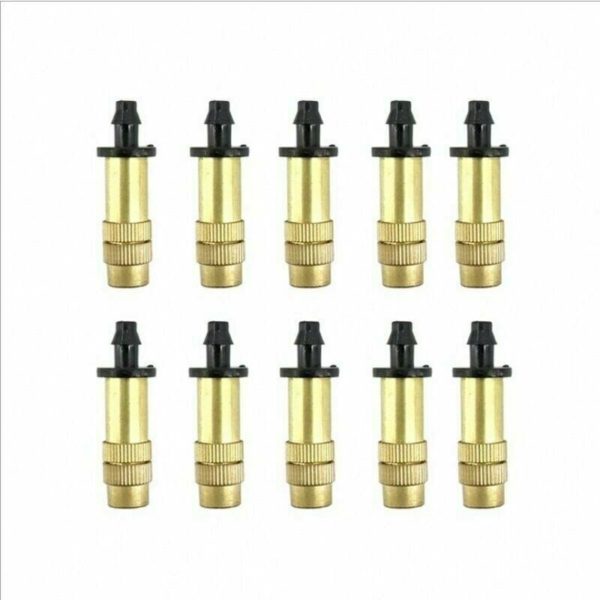 10 Pcs Adjustable Sprinkler, 4/7mm Capillary Copper Atomizer Sprinkler, Threaded Adjustable Hole Atomizer Nozzle Black Cooling Head Nozzle for Garden