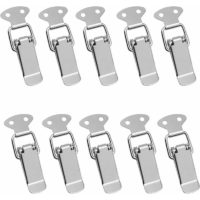 10 Pcs Door Hasp, Lever Latch Spring Latch with Hook Stainless Steel Spring Latch for Cabinet, Box, Drawer, Cabinet, Medical Kit, Tool Chest,