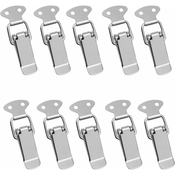 10 Pcs Door Hasp, Lever Latch Spring Latch with Hook Stainless Steel Spring Latch for Cabinet, Box, Drawer, Cabinet, Medical Kit, Tool Chest,