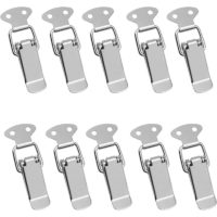 10 Pcs Door Hasp, Lever Lock Spring Latch with Hook Stainless Steel Spring Lock for Box, Drawer, Cupboard, Medical Kit, Tool Chest, - Litzee