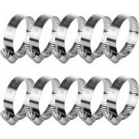 10 Pcs Hose Clips Adjustable Stainless Steel Adjustable Hose Clamps (21-44 mm)