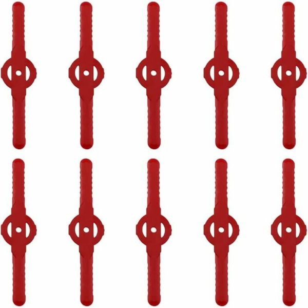 10 Pcs Lawn Mower Blades Garden Mower Accessories Plastic Replacement Blades Garden Tools Small Hole 5mm for Backyard Lawn Mower Cordless Edger (Red)