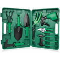 10 Piece Garden Tool Set with Carrying Case Includes Scissors Shovel Rake and Sprayer