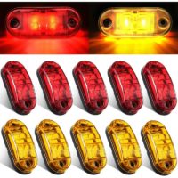 10 Pieces 2.5 Inch 2 Diode Trailer Marker Lights Waterproof led Trailer Side Marker Light Oval Trailer Running Lights for Truck rv Exterior Marker