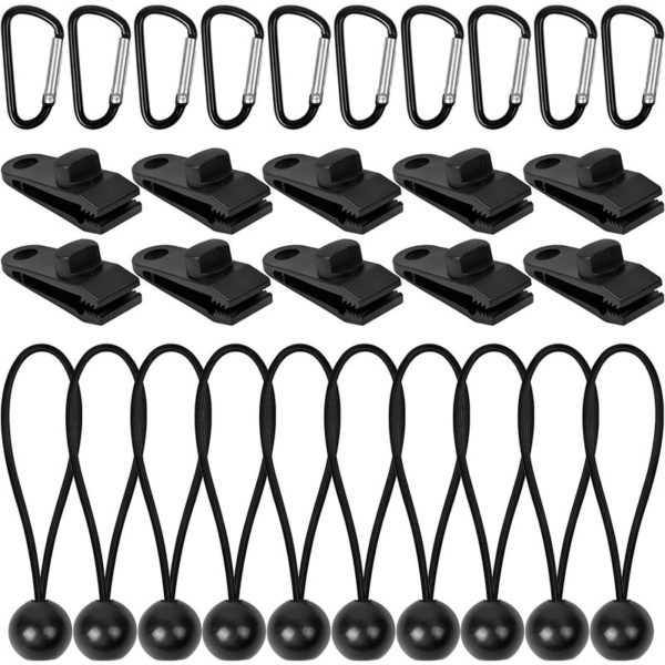 10 Pieces Black Tarp Clips Tarp Clamps Reusable Heavy Duty Tent Clip Clamp Pool Tarp Elastic Tarp Trailer Accessory for Camping Tarps Caravan Garden