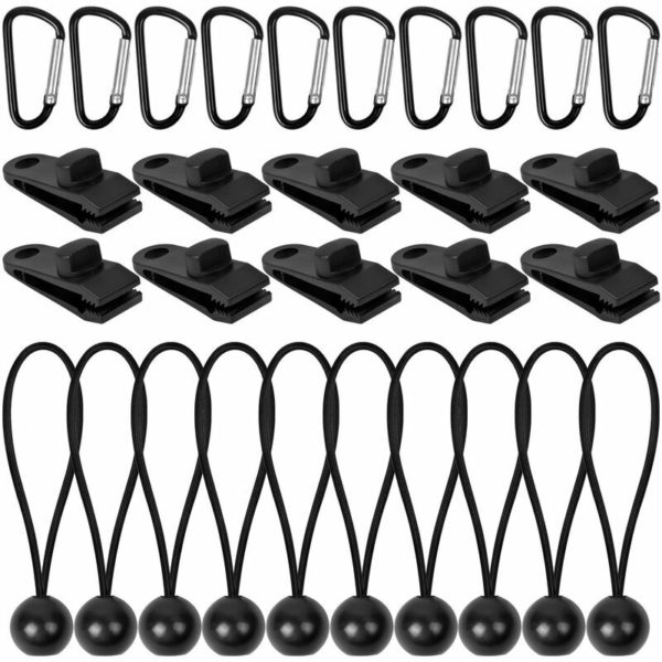 10 Pieces Black Tarp Clips Tarp Clamps Reusable Heavy Duty Tent Clip Pool Clamp Elastic Tarp Tarp Trailer Accessory for Camping Tarps Caravan Garden