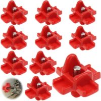 10 Pieces Chicken Water Drinkers Plastic and 304 Stainless Steel Automatic Chicken Nipple Drinker in Red 32.5 x 34mm Dispenser Waterer Equipment for