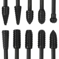 10 Pieces Metal Bur 6.3mm 1/4 inch Rustproof Black Tungsten Steel Rasp Drill Bits Carbide Rotary Burrs for Wood Carving/Make Model/Polishing/Hand diy