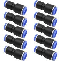 10 Pieces Pneumatic Connectors 35mm Long Brass and Plastic Pneumatic Fast Fittings Rights for diameter tube of 6mm and 8mm